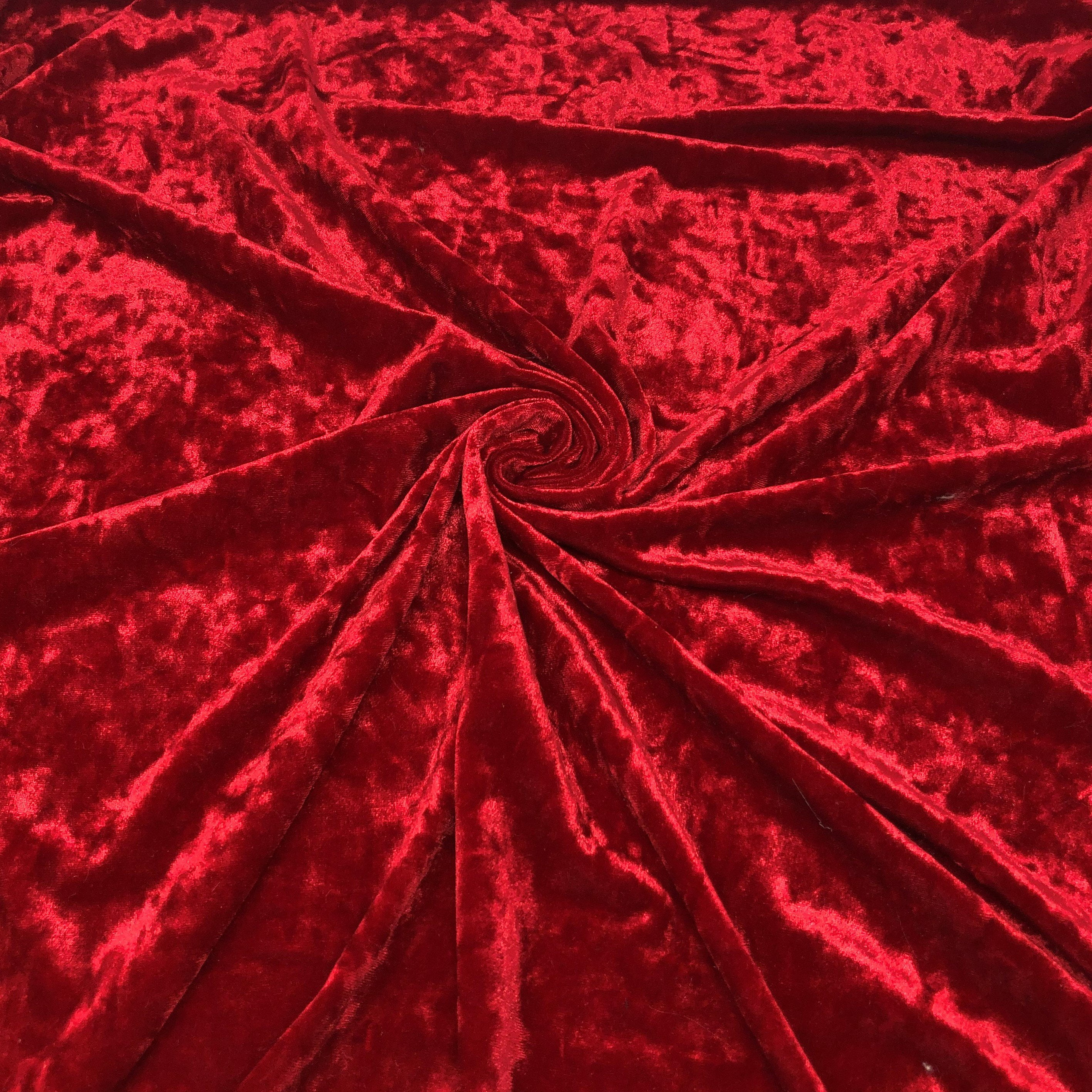 Red Crimson Crushed Stretch Velvet Solid
