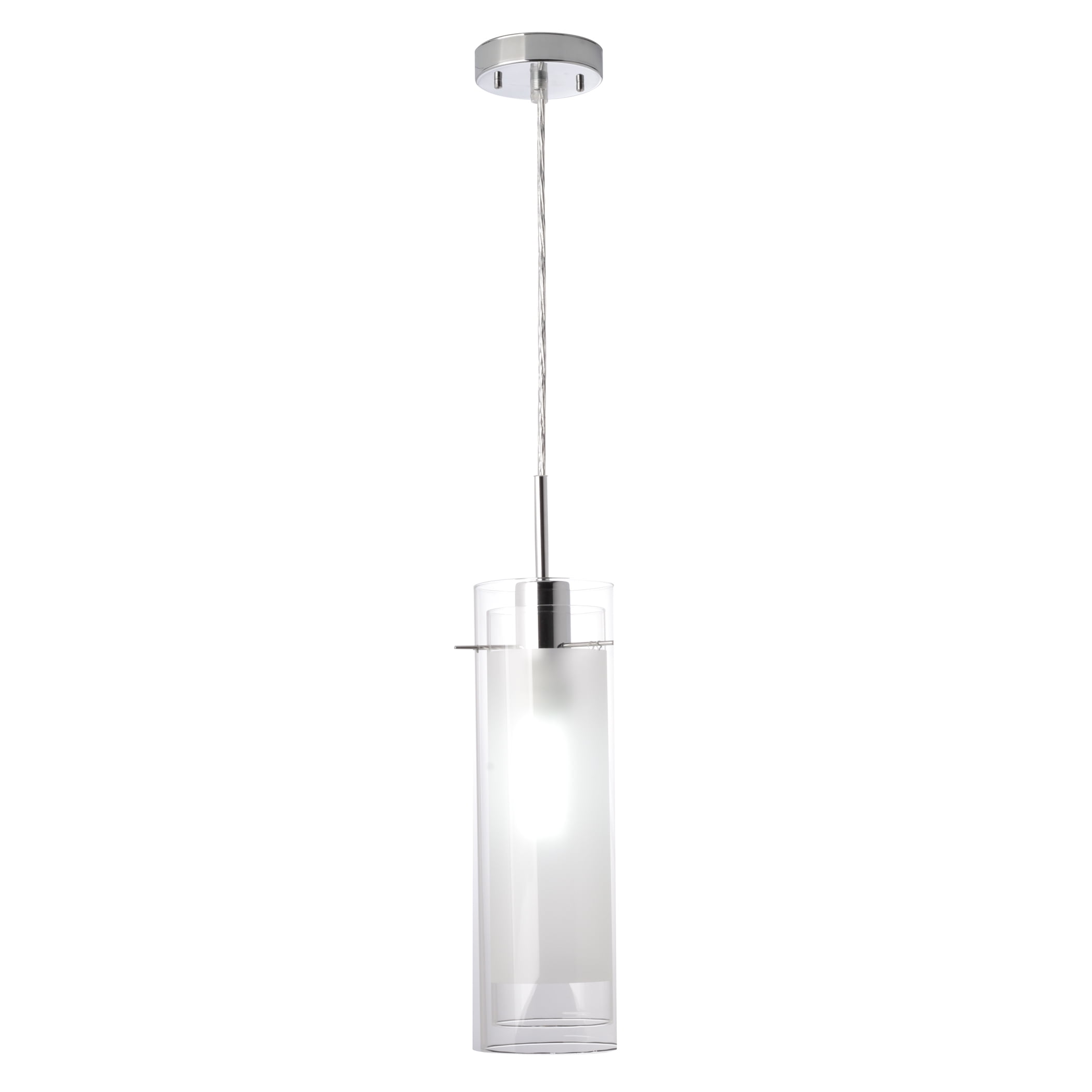 Celiling Light 3D Vision Cylinder Glass Pendant In Silver And Chrome Finish 