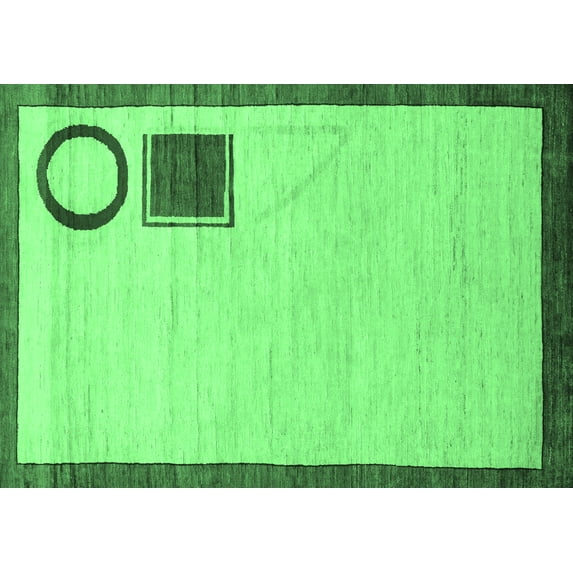 Ahgly Company Indoor Rectangle Solid Emerald Green Modern Area Rugs, 3' x 5'