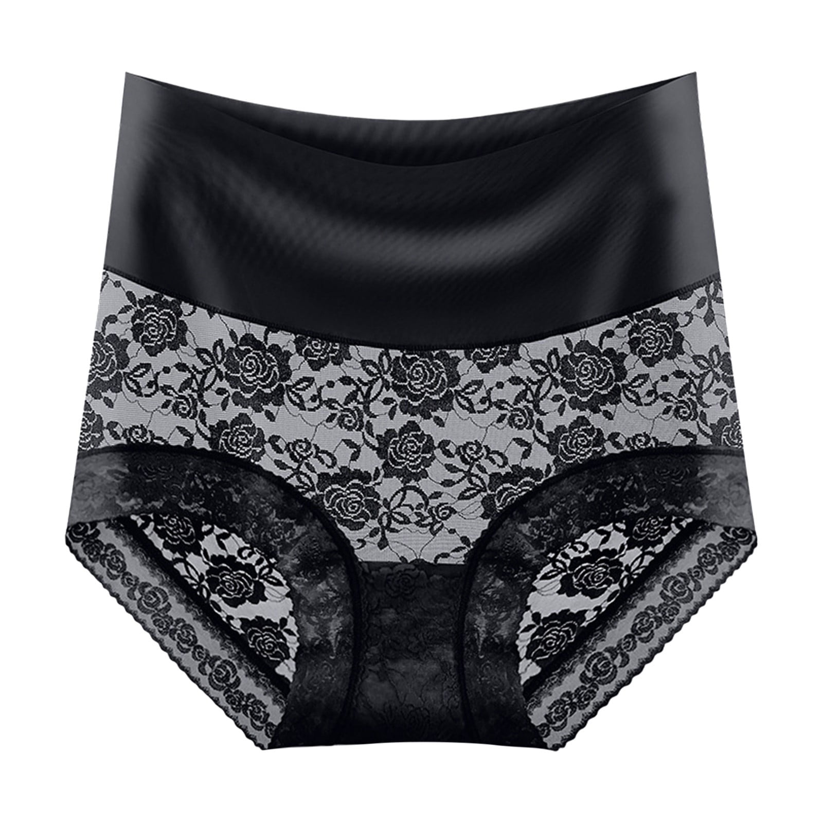 CLZOUD Lingerie Panties for Women Black Polyester Spandex Womens High  Waisted Lace Body Fitting Underwear Comfortable Large Underwear Xl 