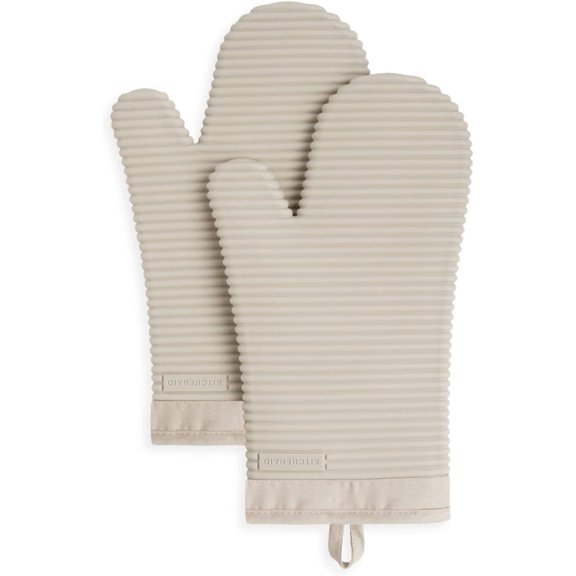 Ribbed Soft Silicone Oven Mitts Set, 7" x 13", Assorted Colors, 2 Pack