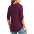 thumbnail image 4 of Traleubie Women's 3/4 Sleeve Collared Blouses Business Casual Zip Front V Neck Loose Fit Tunic Tops L-4XL, 4 of 4