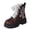 Brown, variant on Women's Ankle Boots Floral Embroidered Platform Booties Round Toe Chunky Sole Lace Ribbon Trim Vintage Fall Winter Cottagecore Style Shoes Black 6.5