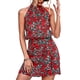 thumbnail image 4 of Vestido Con Cuello Halter Y Lazo En La Espalda Vestido Con Estampado Floral En La Cintura Elástica Vestido Con Cuello Halter En Estampado Floral Vestido Corto Con Cuello Halter En ANGGREK L rojo, 4 of 6
