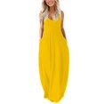 thumbnail image 1 of Youmylove Robes Maxi d'Été pour Femmes Robe Longue Unie à Col Rond Manches Longues Patchwork Robe Décontractée Confortable Robe Débardeur, 1 of 6
