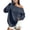 Navy, variant on Womens Off Shoulder Sweatshirts Drop Shoulder Banded Cuff Loose Casual Long Sleeve Pullover Tops