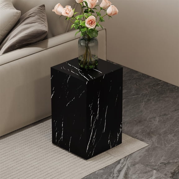 YWEN End Table, Side Table Living Room Table, Faux Marble Sofa Couch Bedside Nightstand for Small Space