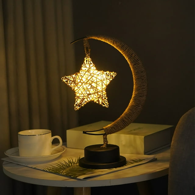 RKSTN The Light LED Hand-Wound Hemp Rope Copper Wire Lamp Rattan Star Base +Usb Household Supplies