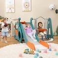 thumbnail image 2 of Costway 5-in-1 Toddler Slide Set with Basketball Hoop and Swing Baby Slide Playset Indoor, 2 of 10