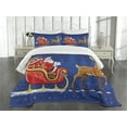 thumbnail image 3 of Ambesonne Santa Quilted Bedspread Set 3 Pcs, Moving on Sledge at Night, Queen Size, Navy Blue Multicolor, 3 of 5