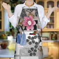 thumbnail image 6 of Pioneer Flower Floral Print Pattern Apron-Garden Aprons for Women with Pockets-Cotton Linen Waterproof Kitchen Cooking Gardening Aprons Adjustable for Kitchen,Cooking,BBQ and Salon 33x27 Inch, 6 of 7