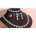 thumbnail image 3 of Silver Plated CZ Square Necklace Earring Bracelet Women Luxury Party Jewelry Set, 3 of 9