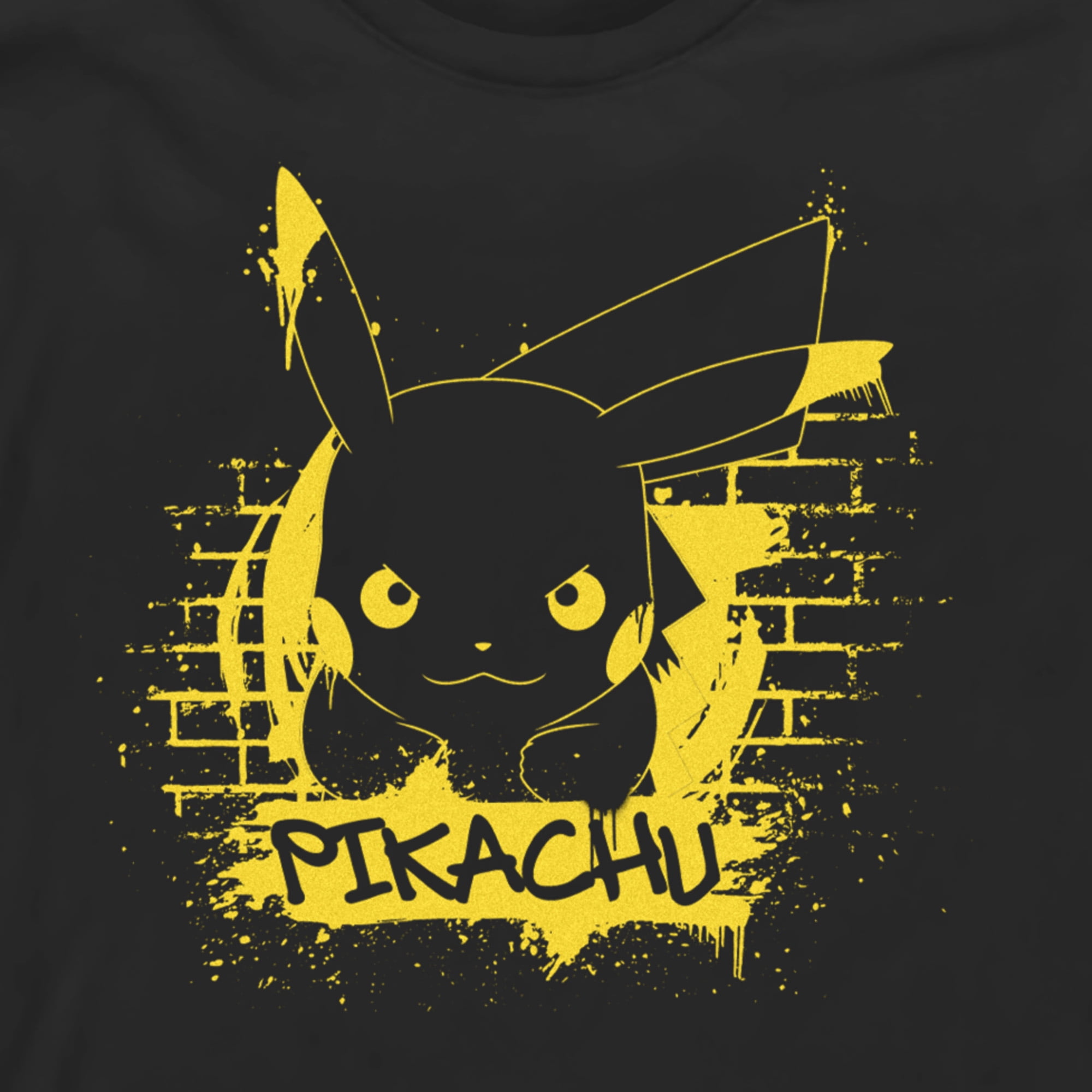 Men's Pokemon Pikachu Mural Long Sleeve Shirt Black Large