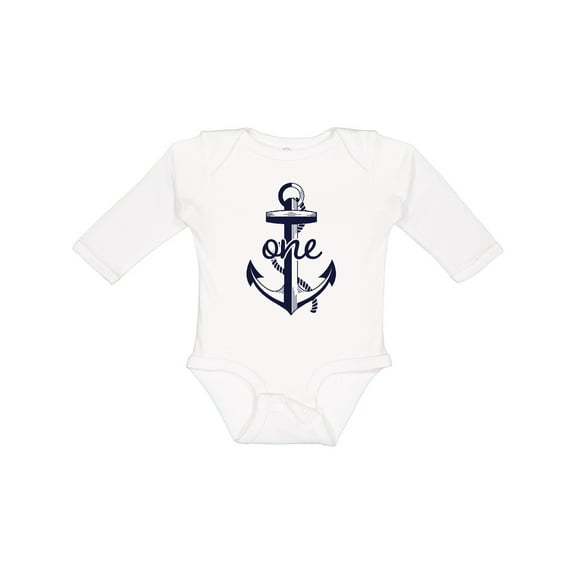 Inktastic 1st Birthday anchor Boys or Girls Long Sleeve Baby Bodysuit