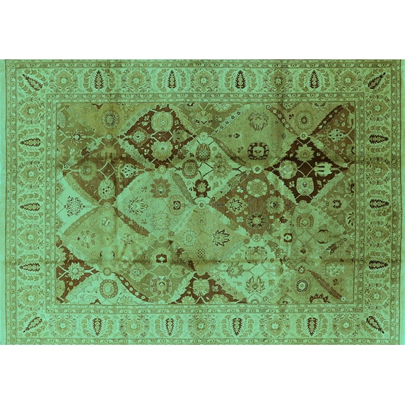 Ahgly Company Machine Washable Indoor Rectangle Oriental Turquoise Blue Industrial Area Rugs, 2' x 5'