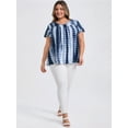 thumbnail image 2 of DARING DIVA Women's Plus Tie Dye V Neck Ruffle Sleeve Blouse 1X Dark Blue, 2 of 5