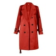thumbnail image 5 of Trench Coat Women Fall Coats Women's Solid Color Thin Double Belted Windscreen Coat Loose Casual Windbreaker Coat, 5 of 5