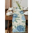 thumbnail image 4 of Table Runner Dresser Scarves 72 Inch Long, Blue Hydrangea and Eucalyptus Leaves Linen Dining Table Runners Farm Retro Burlap Linen Tabletop Scarf for Wedding Holiday Party Kitchen, 4 of 7