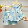 thumbnail image 2 of SROBPTY Girls Summer Outfit Sets Clothing,Kids Sets Clothing,Children's Summer Cotton Printed Short Sleeved Round Top+shorts Home Clothes Pajama Set, 2 of 3