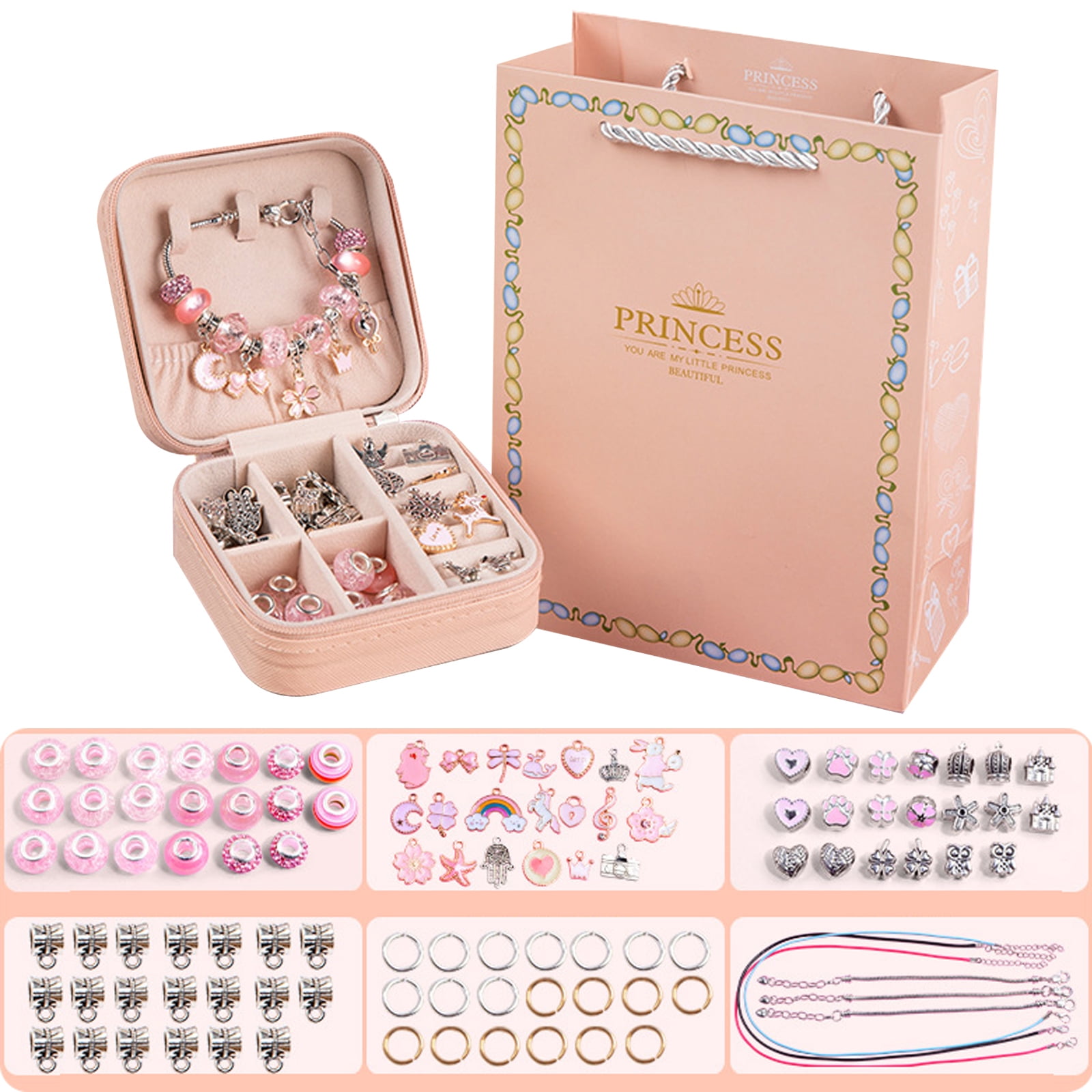 Charm Bracelet Making Kit, 86 Pcs DIY Jewelry Making Charms Kit for Girls,  250 P