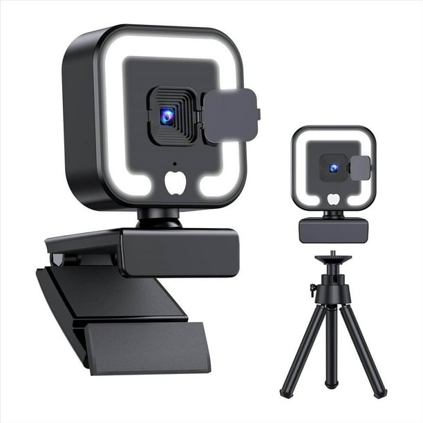 Cámara Web 4K con Micrófono y Luz de Relleno, Cámara de Computadora con Enfoque Automático HD para Videollamadas de Escritorio con PC y Computadora Portátil