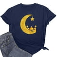 thumbnail image 6 of Penkiiy Muslim Ramadan T-Shirt for Women Women's Summer Moon Graphic Shirts Cute Boho Short Sleeve Round Neck Tee Girls Casual Loose Blouses S Navy, 6 of 6