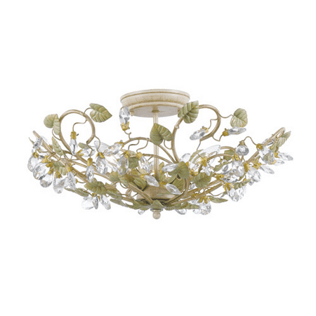 

Semi Flush Mounts 3 Light With Champagne Green Tea Clear Hand Cut Clear Crystal Wrought Iron 21 inch 180 Watts - World of Lighting