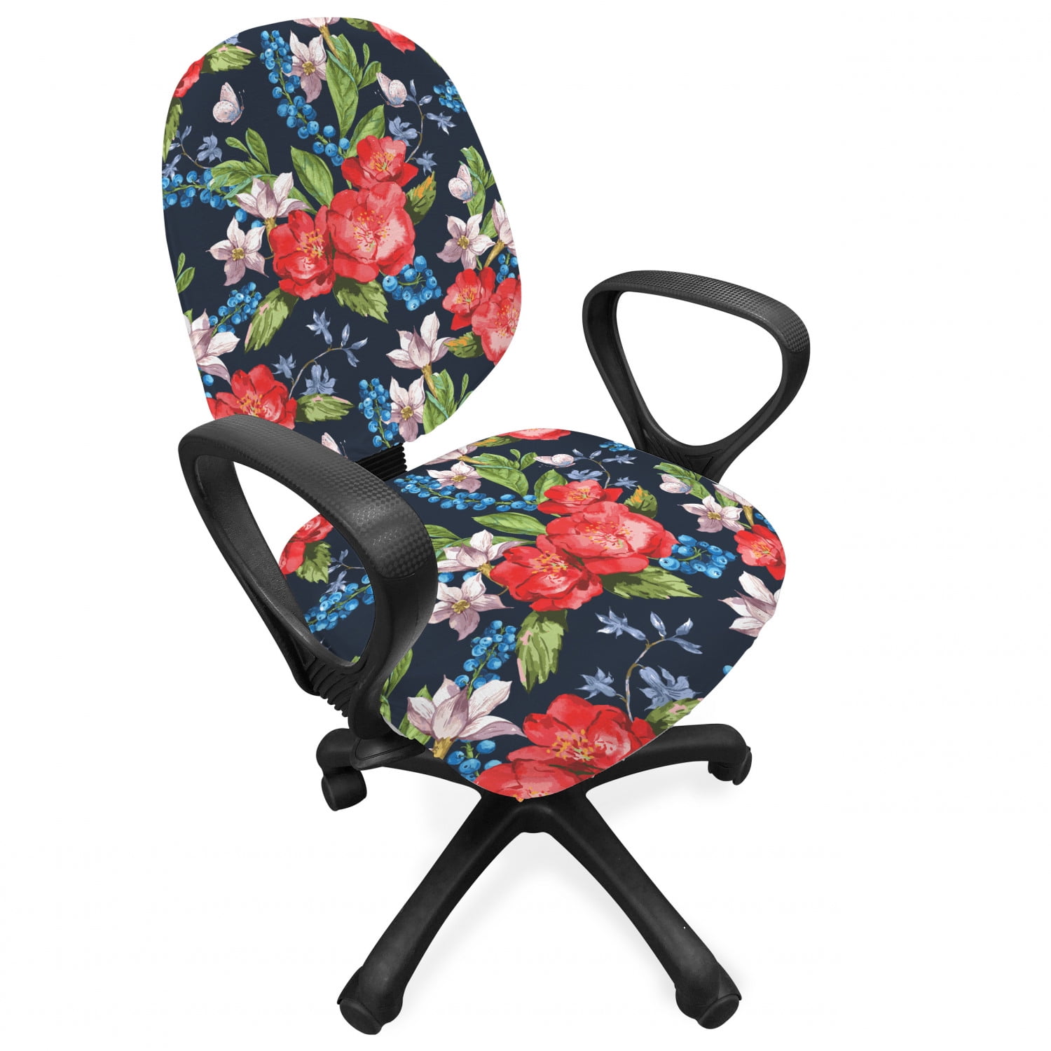 Floral Office Chair Slipcover, Watercolor Bouquet of Flowers with