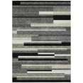 thumbnail image 2 of 9' X 12' Black Charcoal And Gray Striped Washable Indoor Outdoor Area Rug, 2 of 5