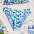 thumbnail image 6 of Pandaie Girl's 2 Piece Swimsuits Floral Gingham Halter Triangle Wireless Bikini Bathing Suit Kids Cute Brief Summer Beach Swimwear 9-10 Years Blue, 6 of 6