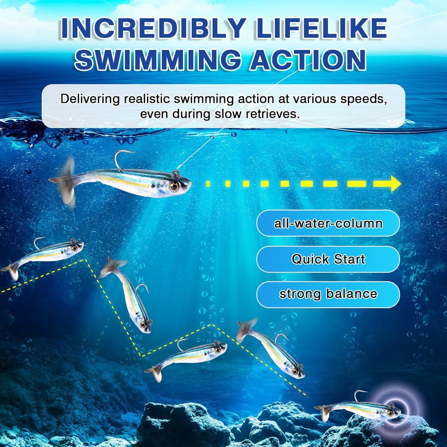 2.5/3.5In Swim Baits for Bass Fishing, Pre-Rigged Jig Heads Soft Plastic Walleye Fishing Lures, Paddle Tail Swimbaits for Bass Fishing, Fishing  for Freshwater Saltwater Gifts