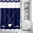 thumbnail image 2 of No Hook Shower Curtain, Golf Ball Shower Curtains for Bathroom with See Through Top Window, Navy Blue Monochrome Sport Waterproof & Washable Bath Curtain Extra Long 72"x84", 2 of 9