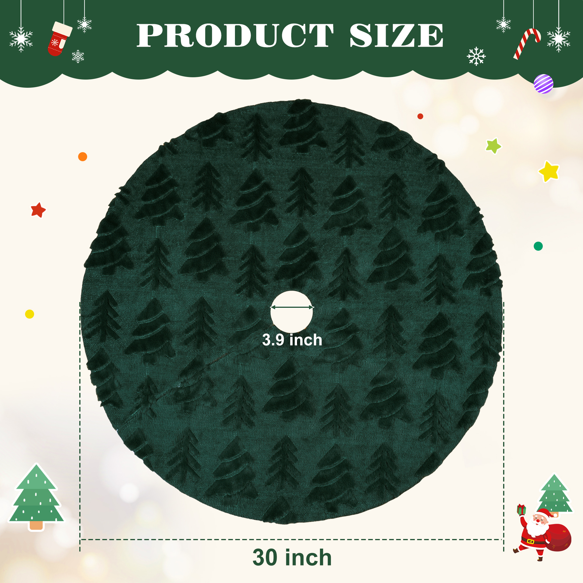Sanmadrola Green Plush Christmas Tree Skirt, 30 In photo 6