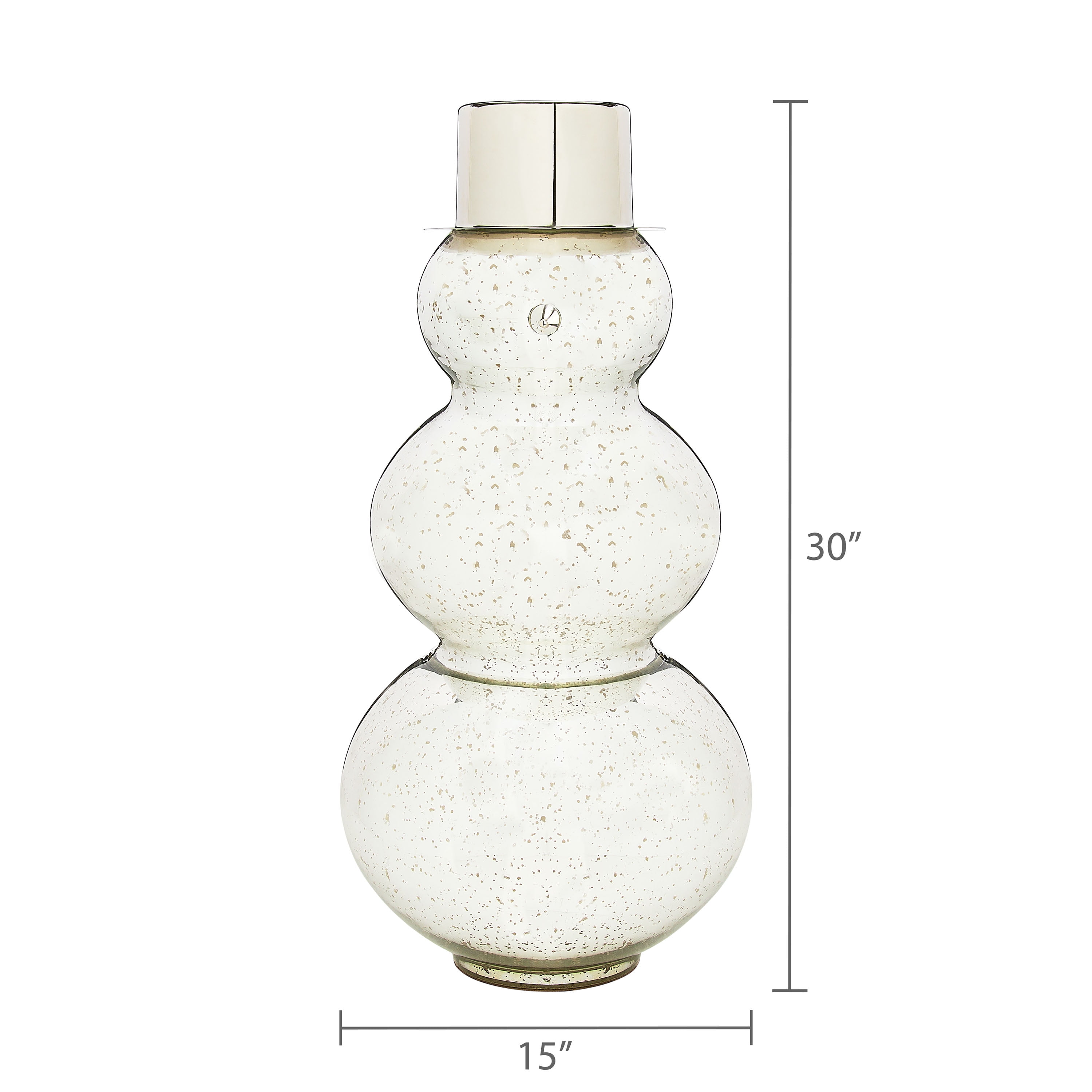 Glass and Metal Snowman Christmas Decoration, Silver, 30", by Holiday Time