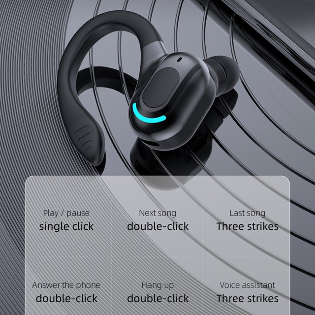 Audífonos colgantes impermeables inalámbricos compatibles con Bluetooth (negro)