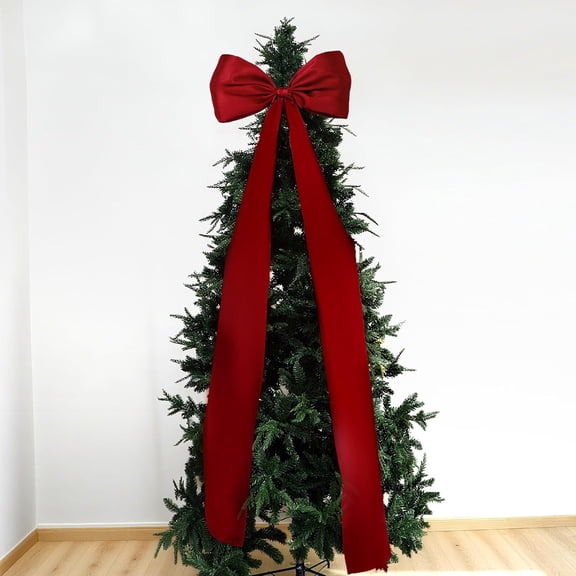 Guvpev 6FT Large Satin Christmas Bows, Giant Wine Red Xmas Bows for Christmas Tree Topper, Wreath, Wal, Mantel, Front Door, Porch & Wedding Decorations, Indoor & Outdoor Holiday Christmas Decorations