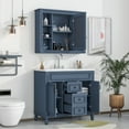 "EUROCO 36"" Modern Bathroom Vanity, Top Sink, Blue Mirror