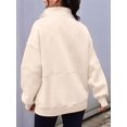 thumbnail image 5 of Women Fall Half Zip Pullover Oversized Fleece Mock Neck Hoodies Fashion Outfits Winter Clothing Apricot S, 5 of 6