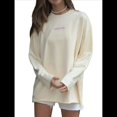 thumbnail image 2 of Camisetas de Larga Extragrandes para Mujer 2025, Camisetas Básicas de Cuello Redondo, Tops de Otoño, Ropa Informal de Entrenamiento Y2K Albaricoque L, 2 of 9