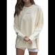 thumbnail image 2 of Camisetas de Larga Extragrandes para Mujer 2025, Camisetas Básicas de Cuello Redondo, Tops de Otoño, Ropa Informal de Entrenamiento Y2K Albaricoque L, 2 of 9