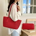 thumbnail image 5 of WEXOPE Hollow Woven Women Shoulder Tote Bag, Durable Handmade Handbag with Inner Pouch, Spacious Underarm Purse Suitable for Daily Commute, Beach and Travel,Red, 5 of 6