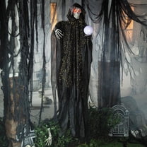 6 Ft Witch Skeleton Hanging Decoration Light-Up Halloween - Black