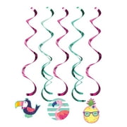 Club Pack of 30 Green and Pink Assorted Pineapple Party Dizzy Danglers 39"