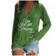 thumbnail image 1 of KIHOUT - Blusas casuales para mujer, liquidación 2024, moda clásica, estampado de letras, cuello en V, blusas básicas holgadas, camisetas de manga larga, blusas tipo túnica para otoño, 1 of 4