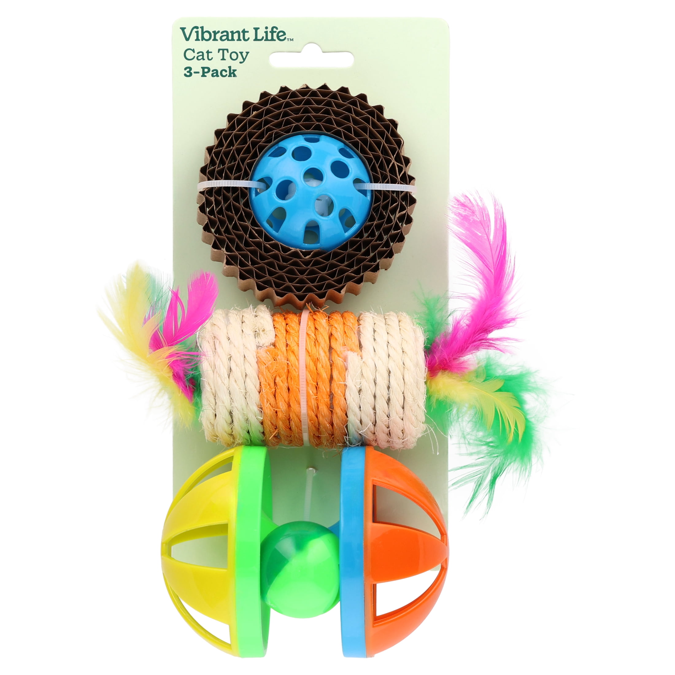 Vibrant Life Rattle, Roll and Scratch Cat Toys, 3 Pack