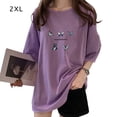 thumbnail image 1 of Camiseta de mujer estampada de manga corta con cuello redondo y camiseta holgada de verano, morado, XXL Sweethay AP001204-16B, 1 of 6
