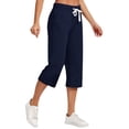 thumbnail image 2 of Capri Pants for Women Casual Cotton Linen Drawstring Lounge Pants Summer Loose Comfy Curved Hem Pants Pockets Ladies Comfy Plus Size 2026 Trendy Outfits Lightweight Cute Fashion Dressy Clothes, 2 of 6