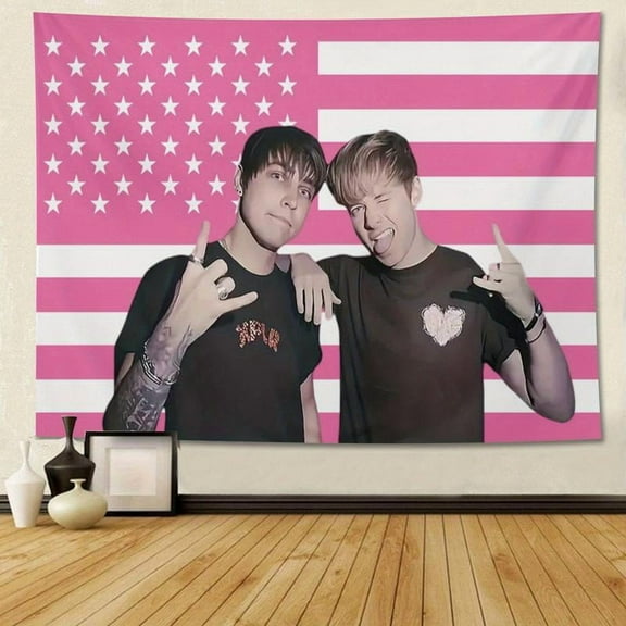 Sam and Colby American Flag Pink American Comedy Tapestry, Suitable for Decorating College Dormitories, Indoor and Outdoor Parties, Courtyards, Bedrooms, Dormitories Summer Exquisite