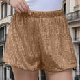 thumbnail image 4 of Women's Stylish Glitter Sequin Shorts High Waist Straight Leg Sparkly Shorts for Disco Club Festival Rave Costume Dance (L, Gold), 4 of 8