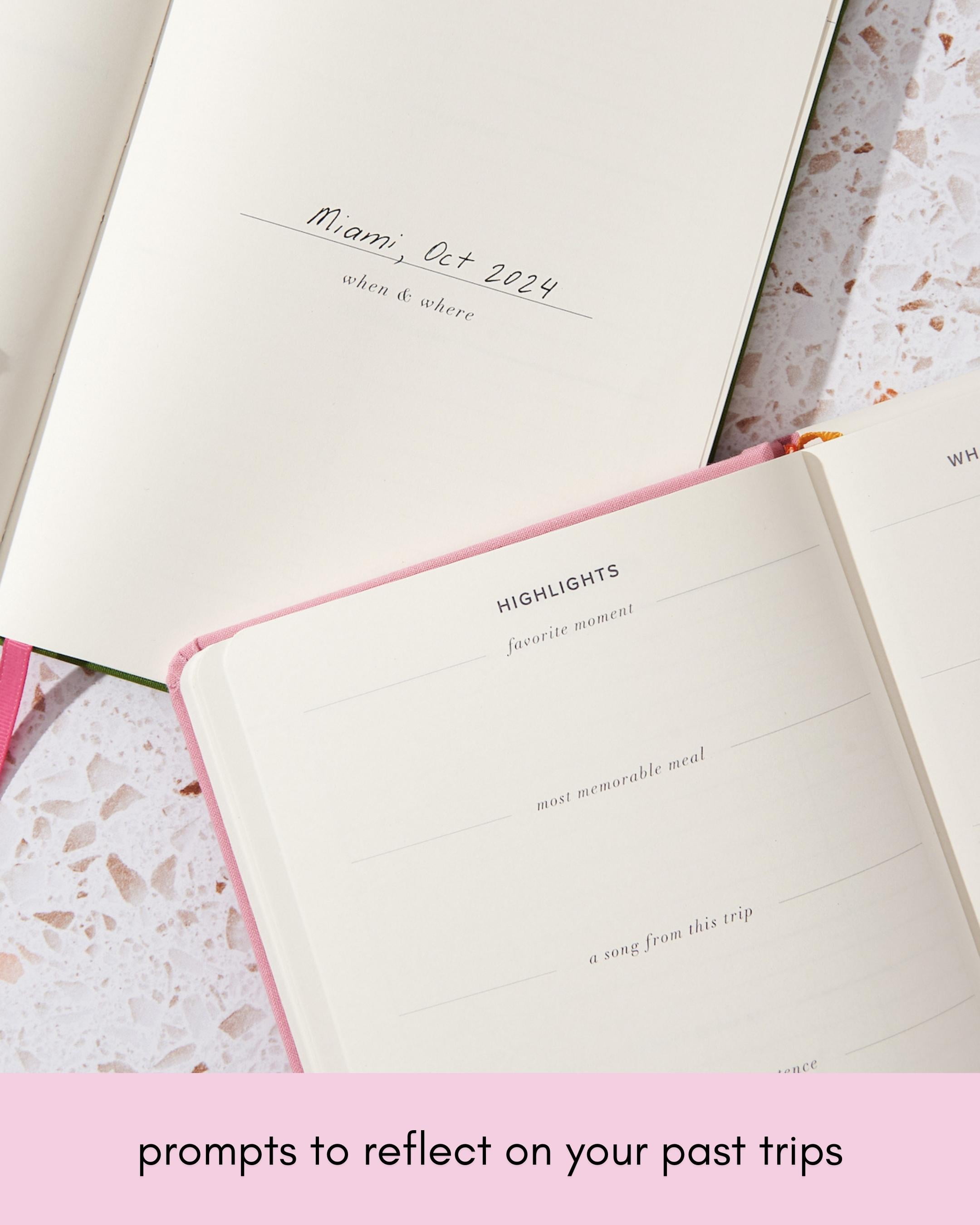 Kunitsa Co. Travel Journal - Guided Notebook to Plan & Reflect on Vacations & Trips, Lavender Pink
